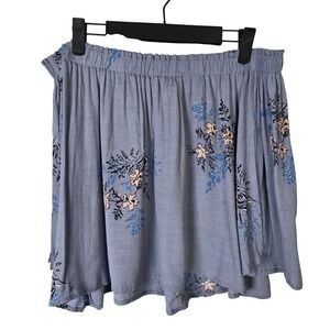 ASTR the Label Floral Print Off The Shoulder Top Womens Size S Flowy Blue Boho